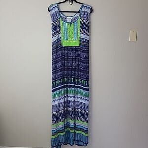 Women's Blair Maxi Dress Size 3XL. Embroidered Scroll W/ Sequins. Sleeveless.
